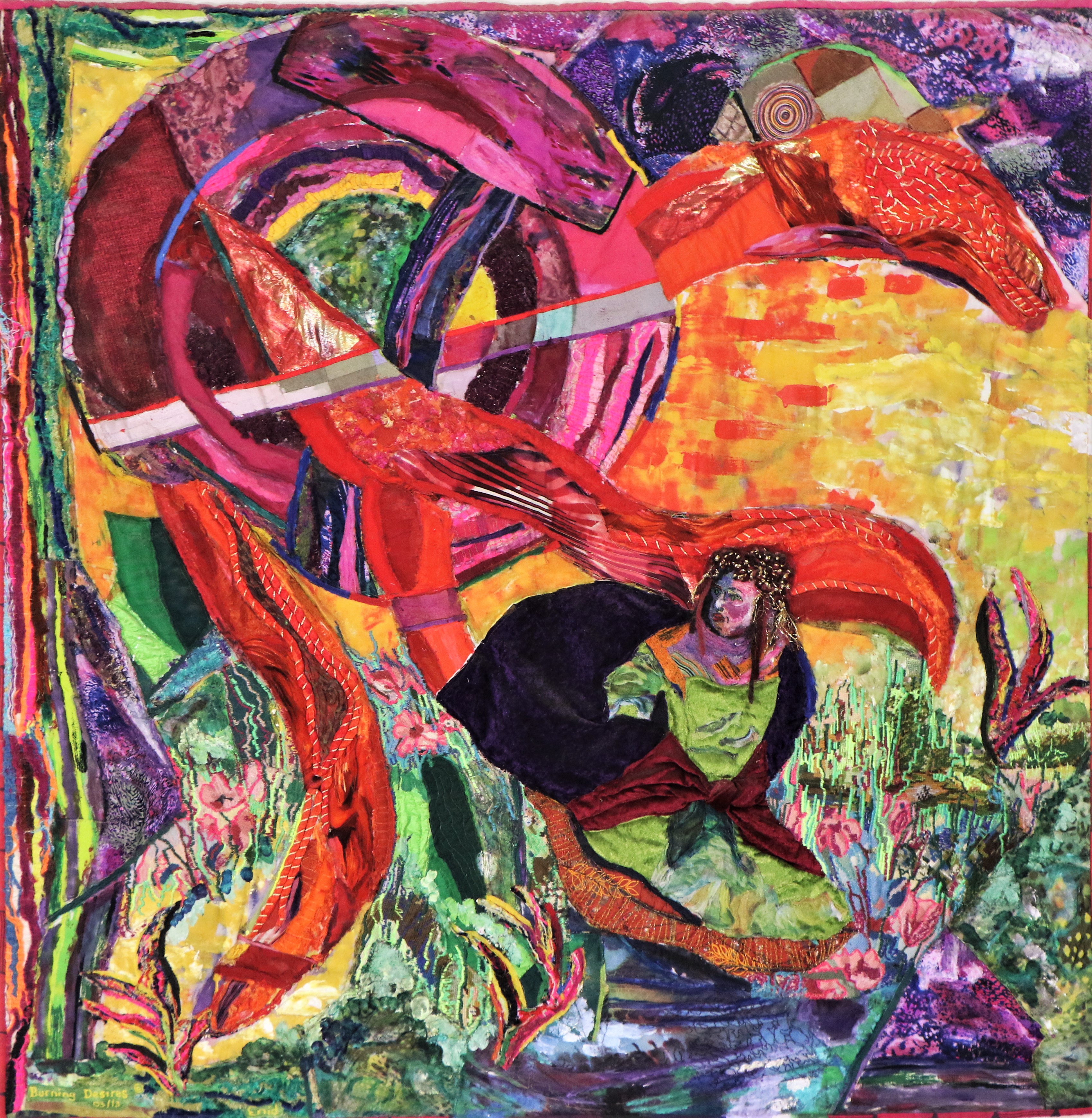 Burning Desires — art quilt by Enid Viljoen, fibre artist